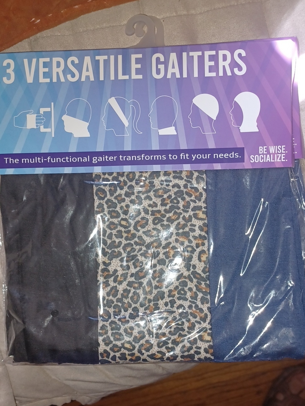 3-Pack Versatile Gaiters - Black, Leopard, Blue
